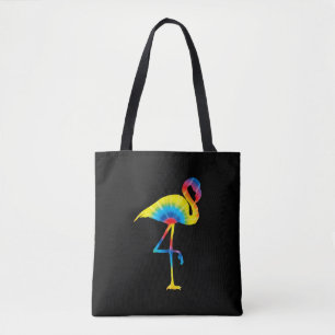 Tie Dye Flamingo Rainbow Print Bird Animal Hippie Tote Bag