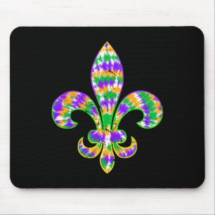 Tie Dye Fleur De Lis Mardi Gras Carnival Symbol Ne Mouse Pad