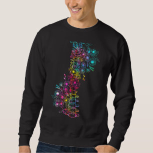 Tie Dye Floral Spinal Cord Human Spine Flower Skul Sweatshirt