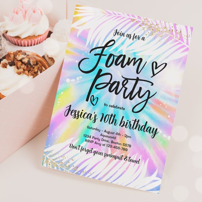 Tie Dye Foam Birthday Party Summer Pool Party Invitation (Creator Uploaded)
