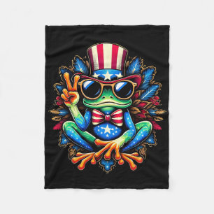Tie-dye Frog Peace Sign Hippie 4th Of July Fleece Blanket