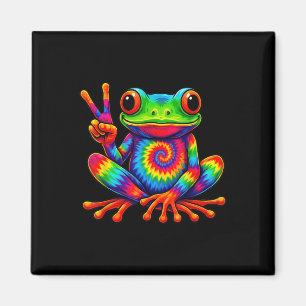 Tie-dye Frog Peace Sign Hippie For Men Women Magnet