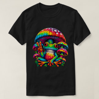 Tie-Dye Frog Peace Sign Mushroom Hippie T-Shirt