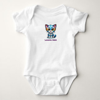 Tie Dye Fun Cartoon Kitty Cat Says Love Me Baby Bodysuit