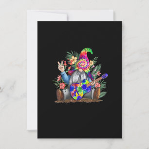 Tie Dye Gnome Peace Playing Guitar Hippie Gnome Co Invitation