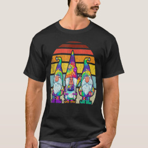 Tie Dye Gnomes Hippie Trippy Psychedelic Retro Vin T-Shirt