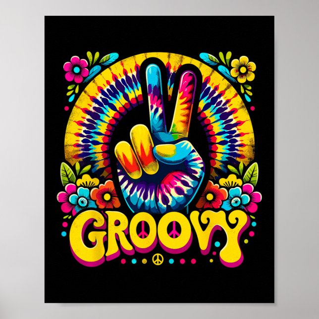 Tie Dye Groovy Peace Sign Hippie  (Front)