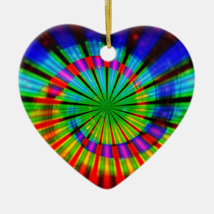 Tie-Dye Groovy Rainbow Ceramic Tree Decoration