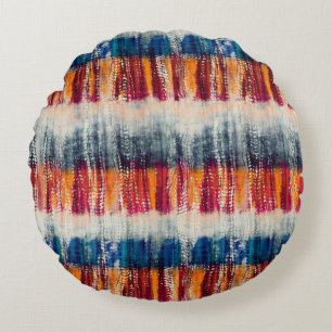 Tie dye grunge styled fabric simulation pattern round cushion
