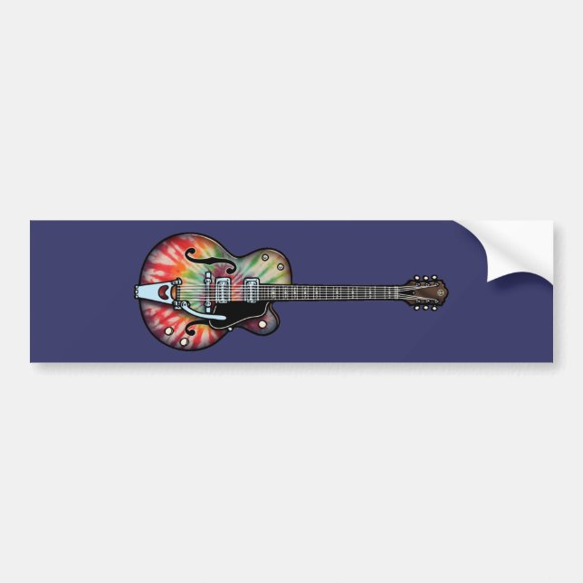 Tie Dye Guitar Bumper Sticker (Front)