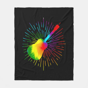 Tie Dye Guitar Music Design Colourful Guitarist Fleece Blanket