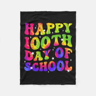 Tie Dye Happy 100th Day Of School Students Kids Te Fleece Blanket