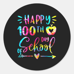 Tie Dye Happy 100th Day Of School Teacher Student Classic Round Sticker