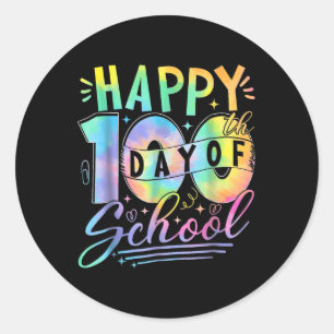 Tie Dye Happy 100th Day Of School Teacher Student Classic Round Sticker