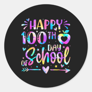 Tie Dye Happy 100th Day Of School Teacher Student Classic Round Sticker