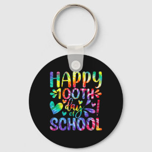 Tie Dye Happy 100th Day Of School Teacher Student Key Ring