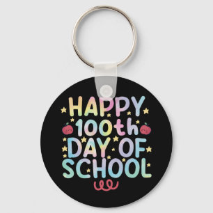 Tie Dye Happy 100th Day Of School Teacher Student Key Ring