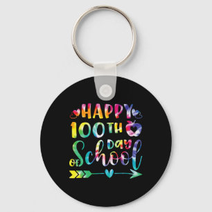 Tie Dye Happy 100th Day Of School Teacher Student Key Ring