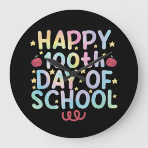 Tie Dye Happy 100th Day Of School Teacher Student  Large Clock