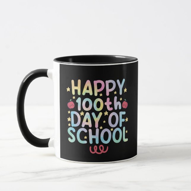 Tie Dye Happy 100th Day Of School Teacher Student  Mug (Left)