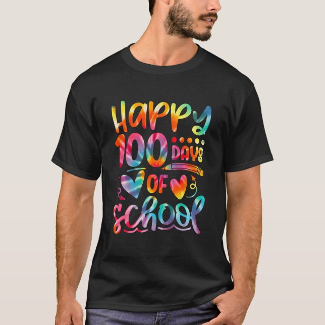 Tie Dye Happy 100Th Day Of School Teacher Student  T-Shirt (Front)