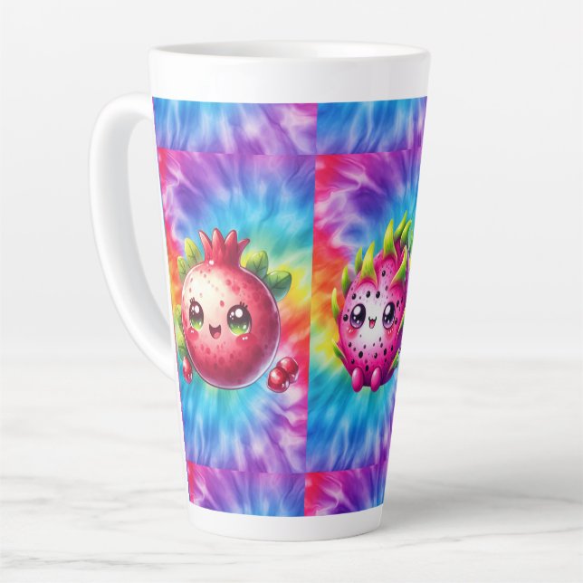 Tie-Dye Happy Dragon Fruit Latte Mug (Left Angle)