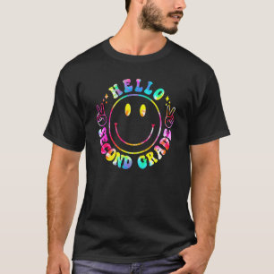 Tie Dye Happy Face Hello Second Grade Team Teacher T-Shirt