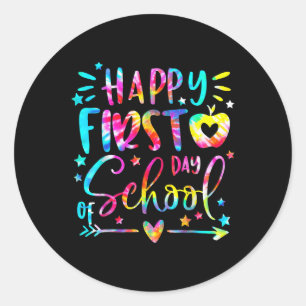 Tie Dye Happy First Day Of Back To School Teacher Classic Round Sticker
