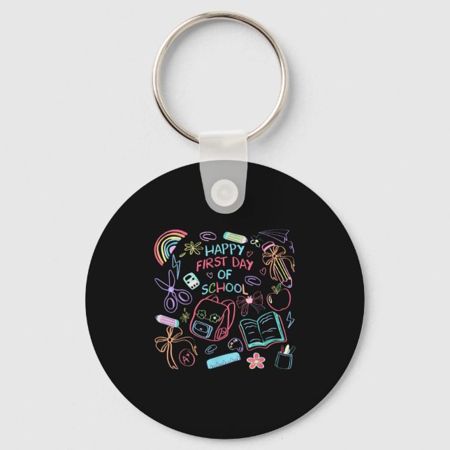 Tie Dye Happy First Day Of School Back To School D Key Ring (Front)