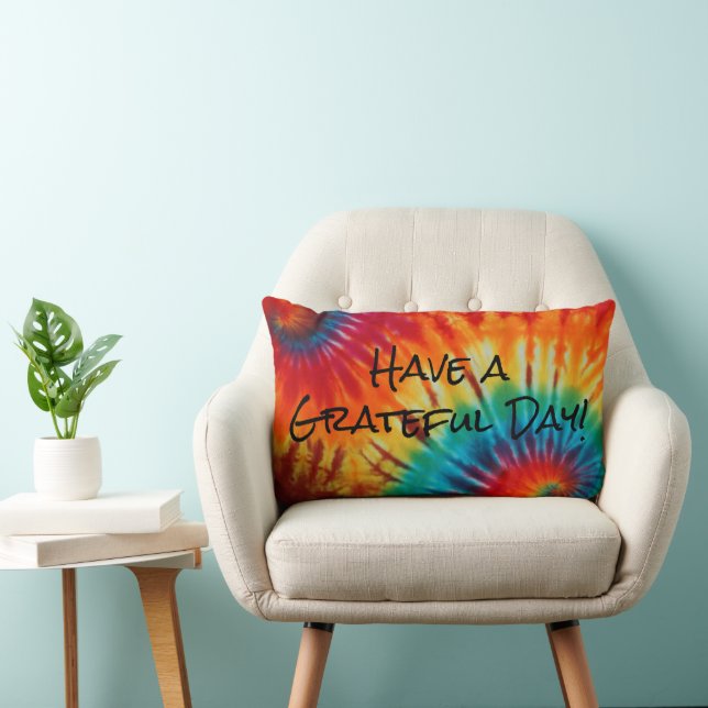 Tie Dye Have a Grateful Day Lumbar Cushion (Chair)