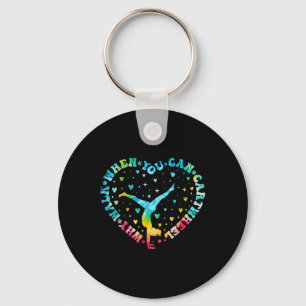 Tie-dye Heart Cartwheel Gymnastics Cheerleader Gym Key Ring