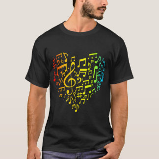 Tie Dye Heart Shape Musical Notes Music T-Shirt