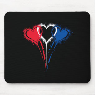 Tie Dye Heart Usa Flag Colours White Red Blue 4th Mouse Pad