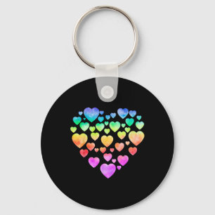Tie Dye Hearts Happy Valentine Matching Couples Key Ring