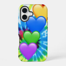 Tie Dye Hearts iPhone 16 Case
