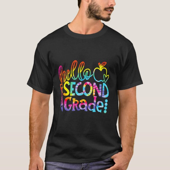 Tie Dye Hello 2nd Second Grade Back To School Firs T-Shirt (Front)