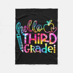 Tie Dye Hello 3rd Grade Teacher Student Byck To Sc Fleece Blanket