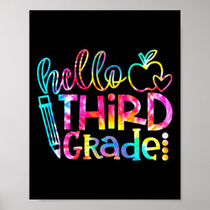 Tie Dye Hello 3rd Grade Teacher Student Byck To Sc Poster