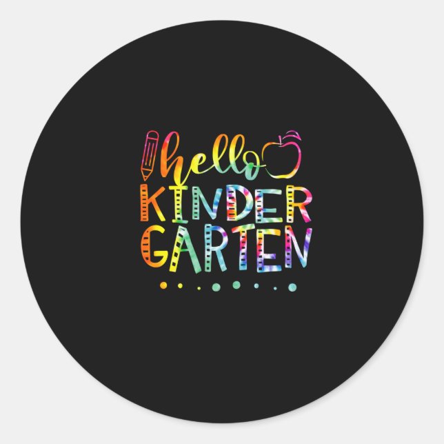 Tie Dye Hello Second Kindergarten Teacher Classic Round Sticker (Front)