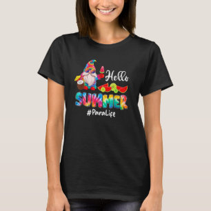 Tie Dye Hello Summer Para Life Gnome Beach Sunset T-Shirt