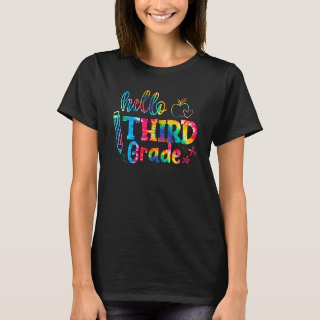 Tie Dye Hello Third 3rd Grade First Day Of School  T-Shirt (Front)
