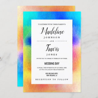 Tie Dye Hippie 60s Watercolor Wedding Invitations