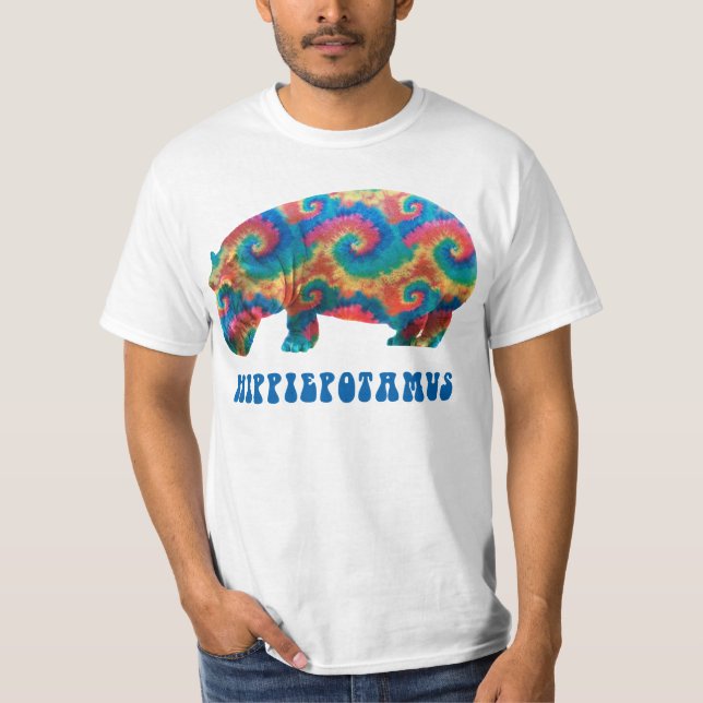 Tie Dye Hippie Hippy Hippopotamus Hippiepotamus T-Shirt (Front)