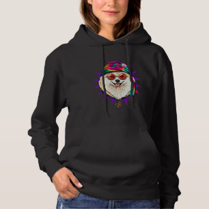Tie Dye Hippie Pomeranian Hippiness Peace Love Dog Hoodie