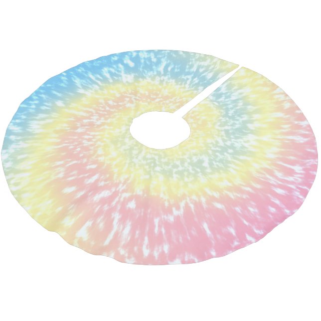 Tie Dye Hippie Swirl Christmas Brushed Polyester Tree Skirt (Angled)
