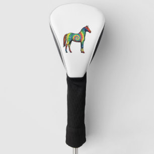 Tie Dye Horse Vintage Engraving Vector Art Golf Head Cover