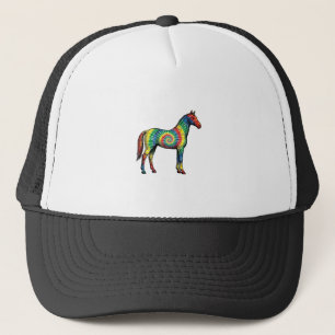 Tie Dye Horse Vintage Engraving Vector Art Trucker Hat