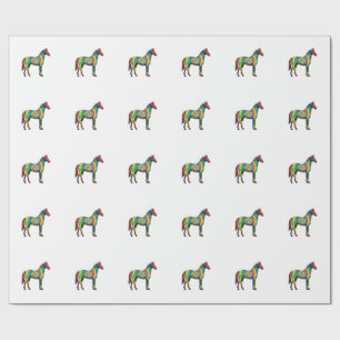 Tie Dye Horse Vintage Engraving Vector Art Wrapping Paper