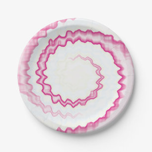 Tie dye Hot pink fuchsia magenta white swirl party Paper Plate
