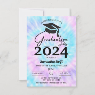 Tie Dye Hs Graduation invitations